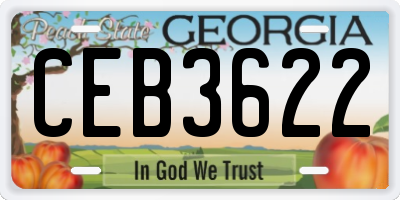 GA license plate CEB3622