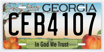 GA license plate CEB4107