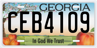 GA license plate CEB4109