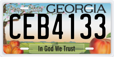 GA license plate CEB4133