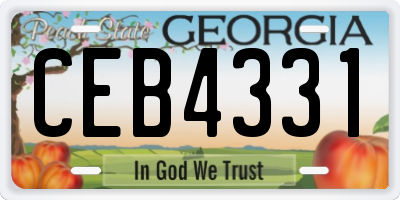 GA license plate CEB4331