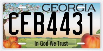 GA license plate CEB4431