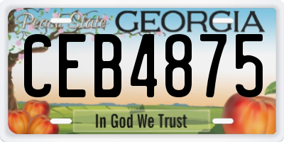 GA license plate CEB4875