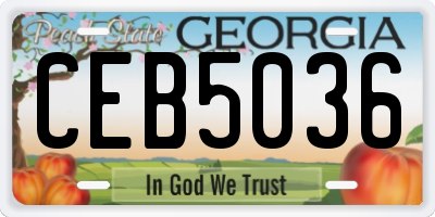 GA license plate CEB5036