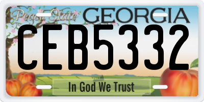 GA license plate CEB5332