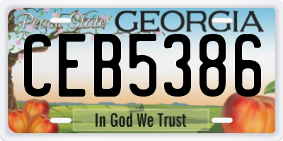 GA license plate CEB5386