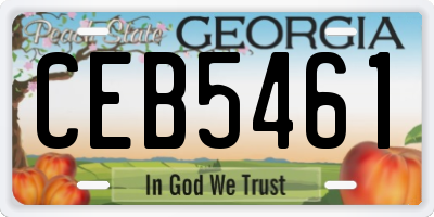 GA license plate CEB5461