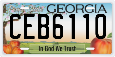 GA license plate CEB6110