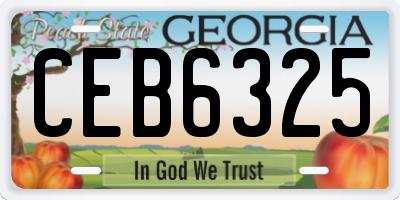 GA license plate CEB6325