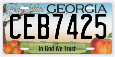 GA license plate CEB7425