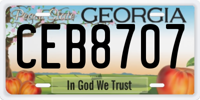 GA license plate CEB8707