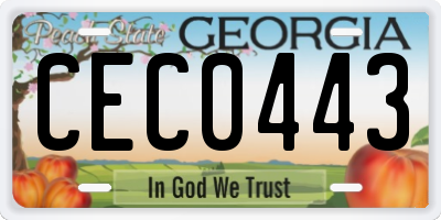 GA license plate CEC0443