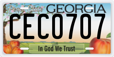 GA license plate CEC0707
