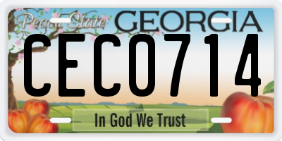GA license plate CEC0714