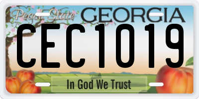 GA license plate CEC1019
