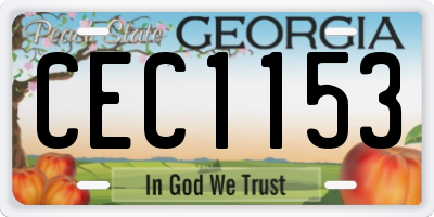 GA license plate CEC1153