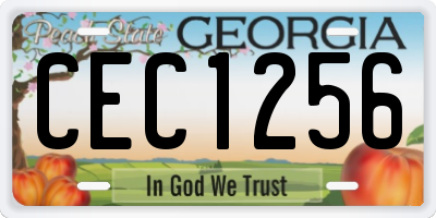 GA license plate CEC1256