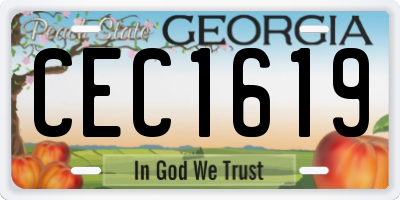 GA license plate CEC1619