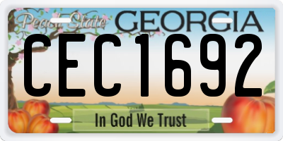 GA license plate CEC1692