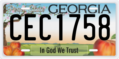 GA license plate CEC1758
