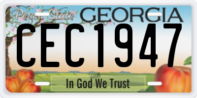 GA license plate CEC1947
