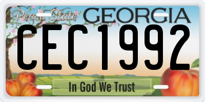 GA license plate CEC1992