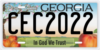 GA license plate CEC2022