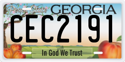 GA license plate CEC2191