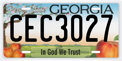GA license plate CEC3027