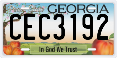 GA license plate CEC3192