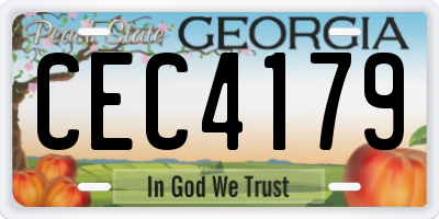GA license plate CEC4179