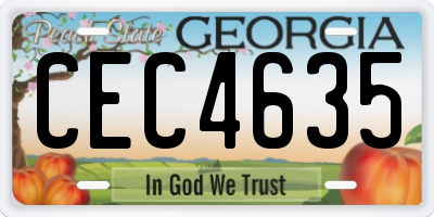 GA license plate CEC4635