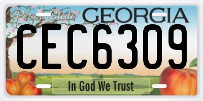 GA license plate CEC6309