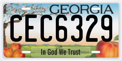 GA license plate CEC6329