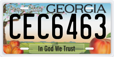 GA license plate CEC6463