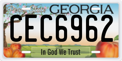 GA license plate CEC6962
