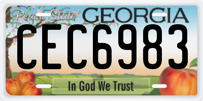 GA license plate CEC6983
