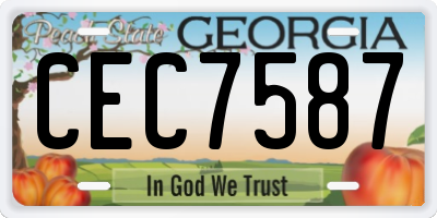 GA license plate CEC7587