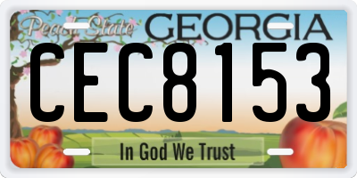 GA license plate CEC8153