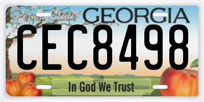 GA license plate CEC8498