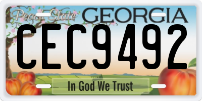 GA license plate CEC9492
