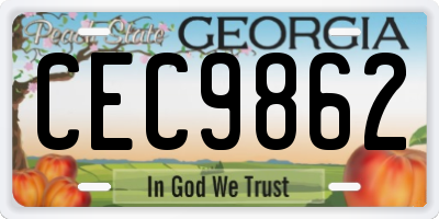 GA license plate CEC9862