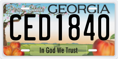 GA license plate CED1840