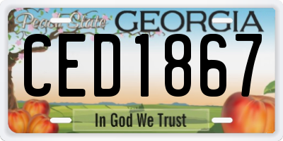GA license plate CED1867
