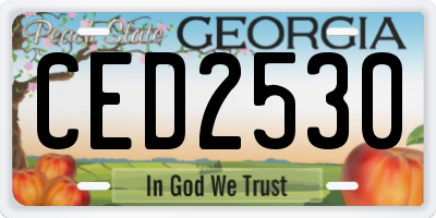 GA license plate CED2530