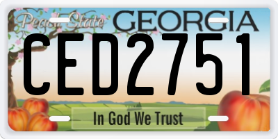 GA license plate CED2751