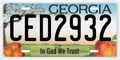 GA license plate CED2932