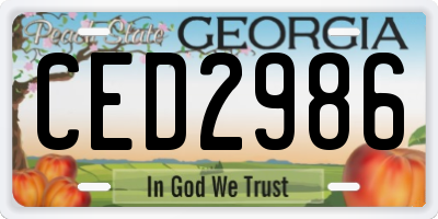 GA license plate CED2986