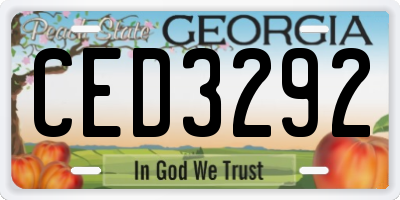 GA license plate CED3292