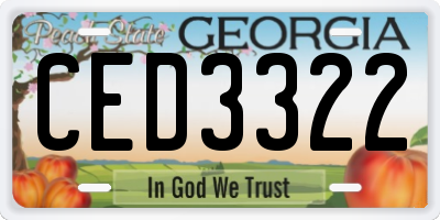 GA license plate CED3322